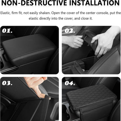 Leather Center Console Cover with Storage Pocket
